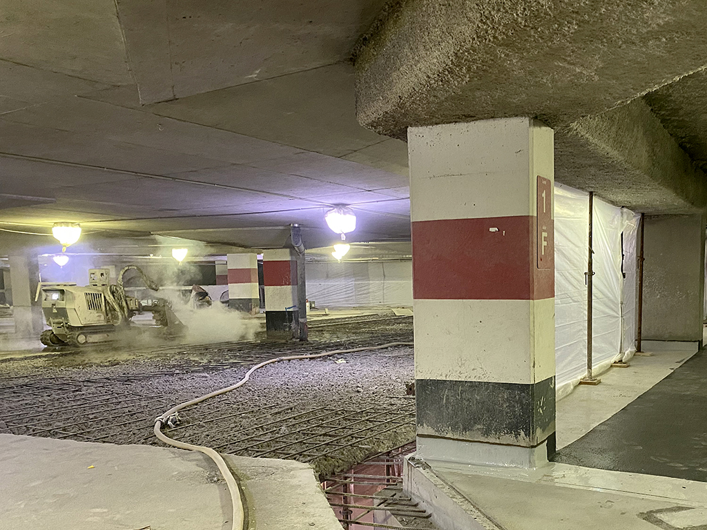 aquajet conterra hydrodemolition aqua cutter eco-friendly restoration parking garage ecosilence ecoclear